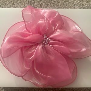 NWB pink or white flower corsage chiffon fabric handmade